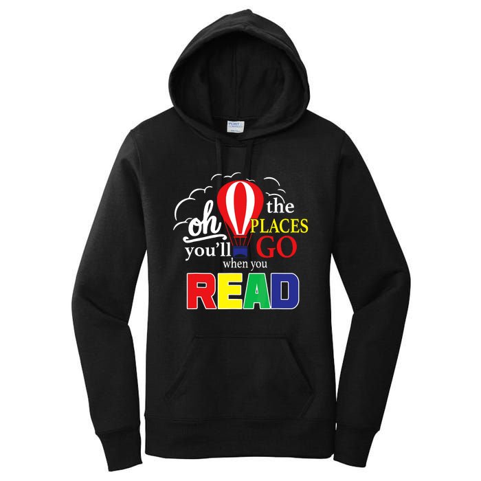 Vintage Oh The Places Youll Go When You Read Women's Pullover Hoodie