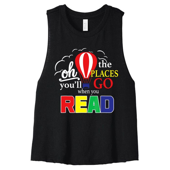 Vintage Oh The Places Youll Go When You Read Women's Racerback Cropped Tank