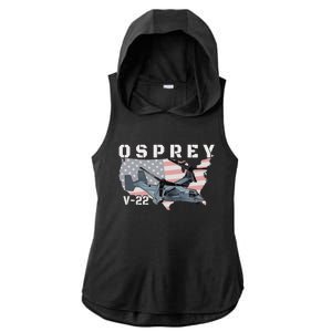 V22 Osprey Tiltrotor Military Aircraft Helicopter Mv22 Ladies PosiCharge Tri-Blend Wicking Draft Hoodie Tank