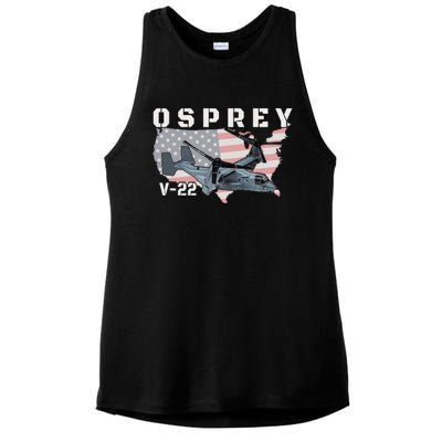 V22 Osprey Tiltrotor Military Aircraft Helicopter Mv22 Ladies PosiCharge Tri-Blend Wicking Tank