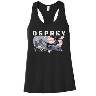 V22 Osprey Tiltrotor Military Aircraft Helicopter Mv22 Women's Racerback Tank