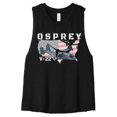 V22 Osprey Tiltrotor Military Aircraft Helicopter Mv22 Women's Racerback Cropped Tank