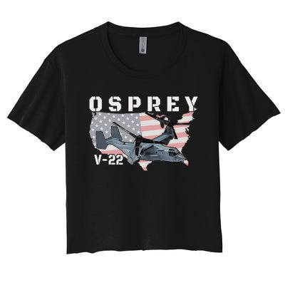 V22 Osprey Tiltrotor Military Aircraft Helicopter Mv22 Women's Crop Top Tee