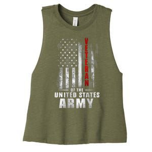 Veteran Of The United States Army Flag Women's Racerback Cropped Tank