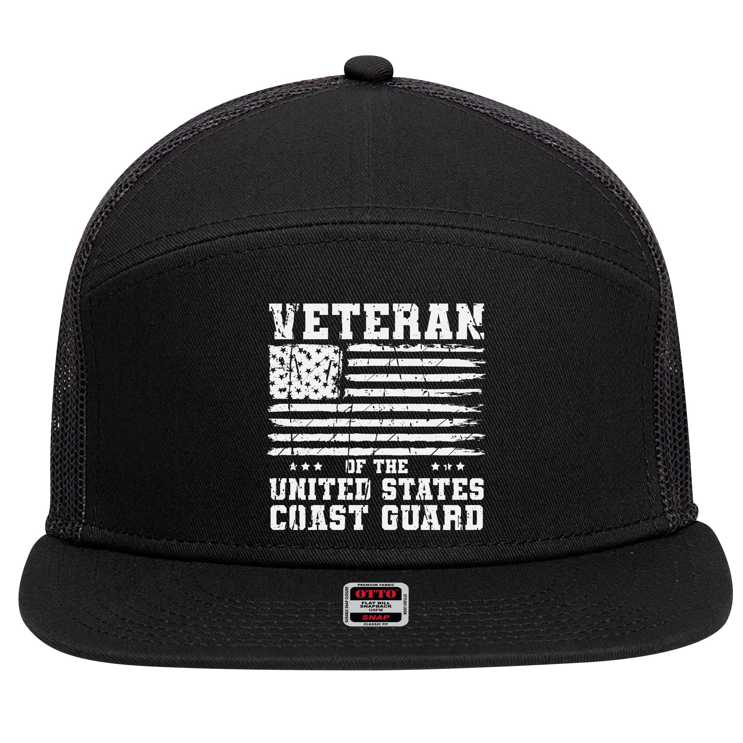 Veteran Of The United States Coast Guard 7 Panel Mesh Trucker Snapback Hat