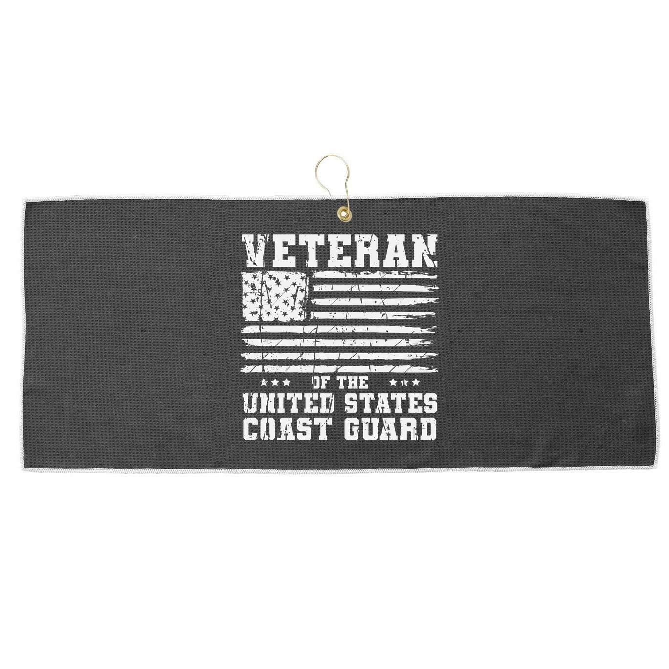 Veteran Of The United States Coast Guard Large Microfiber Waffle Golf Towel