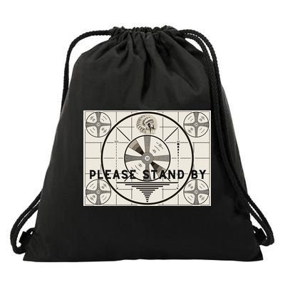 Vintage Old Test Pattern Please Stand By Tv Drawstring Bag