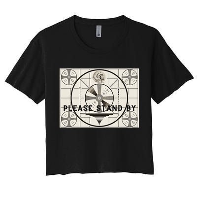 Vintage Old Test Pattern Please Stand By Tv Crop Top