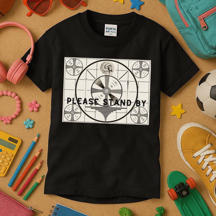 Vintage Old Test Pattern Please Stand By Tv Kids T-Shirt