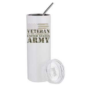 Veteran Of The United States Army Camouflage Us Flag Veteran Stainless Steel Tumbler