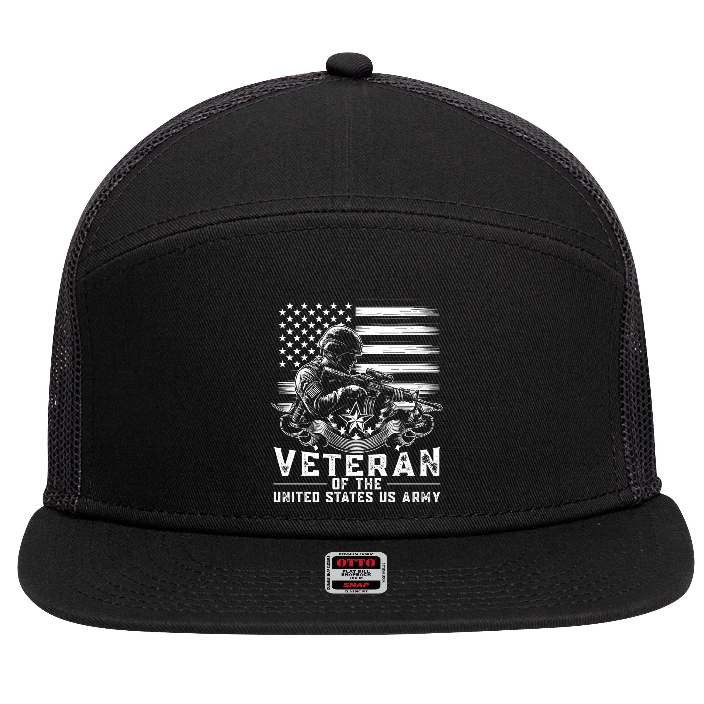 Veteran Of The United States Usa Army Patriotic 7 Panel Mesh Trucker Snapback Hat