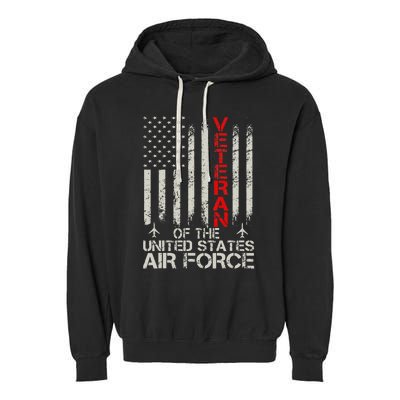 Veteran of the United States Air Force USAF Retro US Flag Garment-Dyed Fleece Hoodie