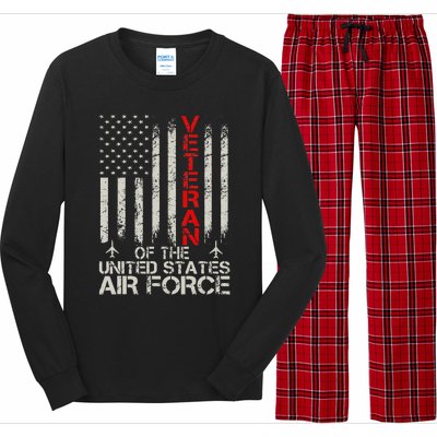 Veteran of the United States Air Force USAF Retro US Flag Long Sleeve Pajama Set