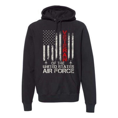 Veteran of the United States Air Force USAF Retro US Flag Premium Hoodie