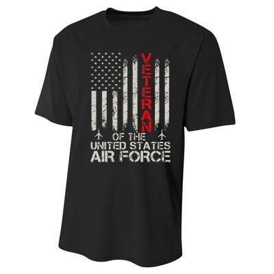 Veteran of the United States Air Force USAF Retro US Flag Performance Sprint T-Shirt