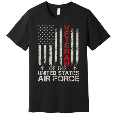 Veteran of the United States Air Force USAF Retro US Flag Premium T-Shirt