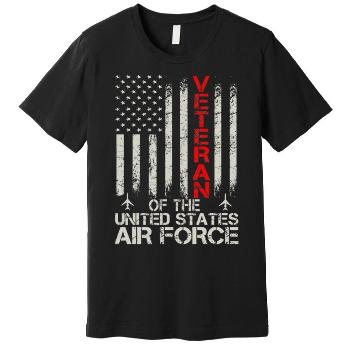 Veteran of the United States Air Force USAF Retro US Flag Premium T-Shirt