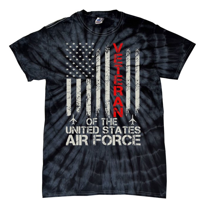 Veteran of the United States Air Force USAF Retro US Flag Tie-Dye T-Shirt