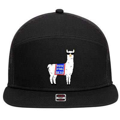 Vote For Beto Llama 7 Panel Mesh Trucker Snapback Hat