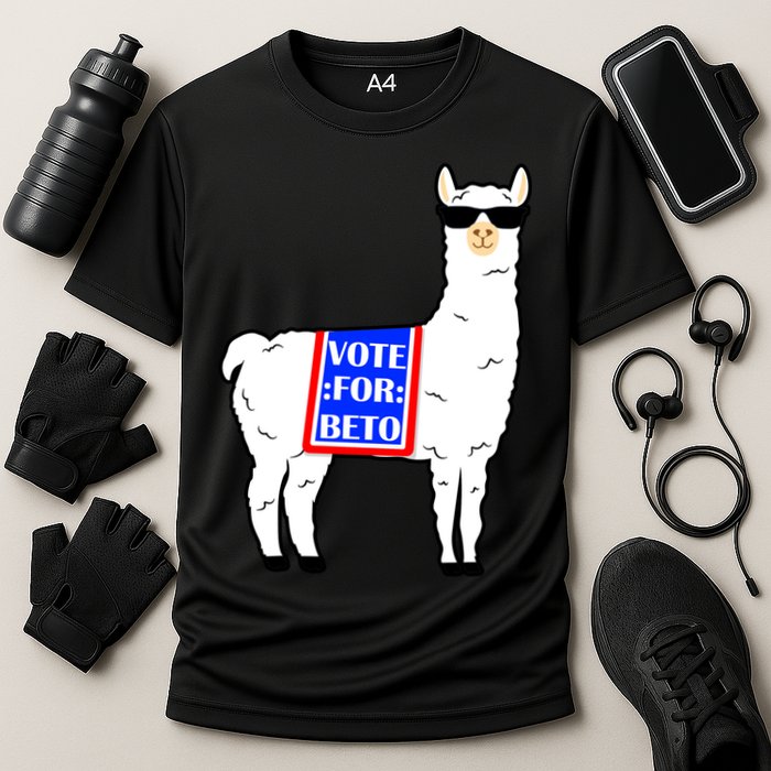 Vote For Beto Llama Cooling Performance Crew T-Shirt