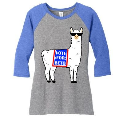 Vote For Beto Llama Women's Tri-Blend 3/4-Sleeve Raglan Shirt