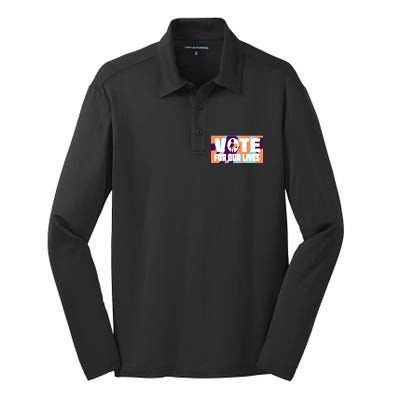 Vote For Our Lives Silk Touch Performance Long Sleeve Polo