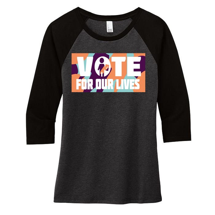 Vote For Our Lives Women's Tri-Blend 3/4-Sleeve Raglan Shirt