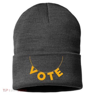 VOTE Gold Chain Necklace 2020 Election Sustainable Knit Beanie