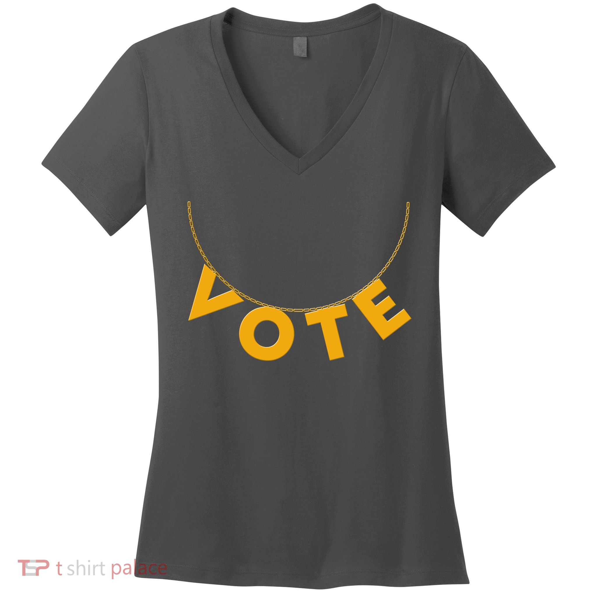 VOTE Gold Chain Necklace 2020 Election Women's V-Neck T-Shirt