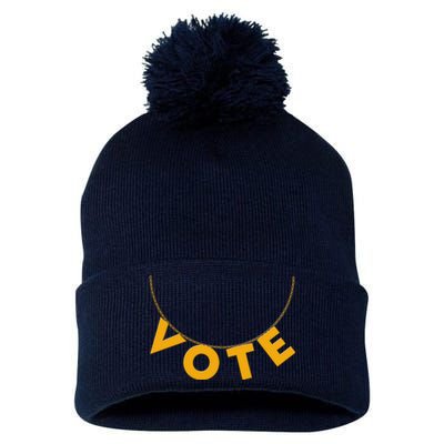 VOTE Gold Chain Necklace 2020 Election Pom Pom 12in Knit Beanie