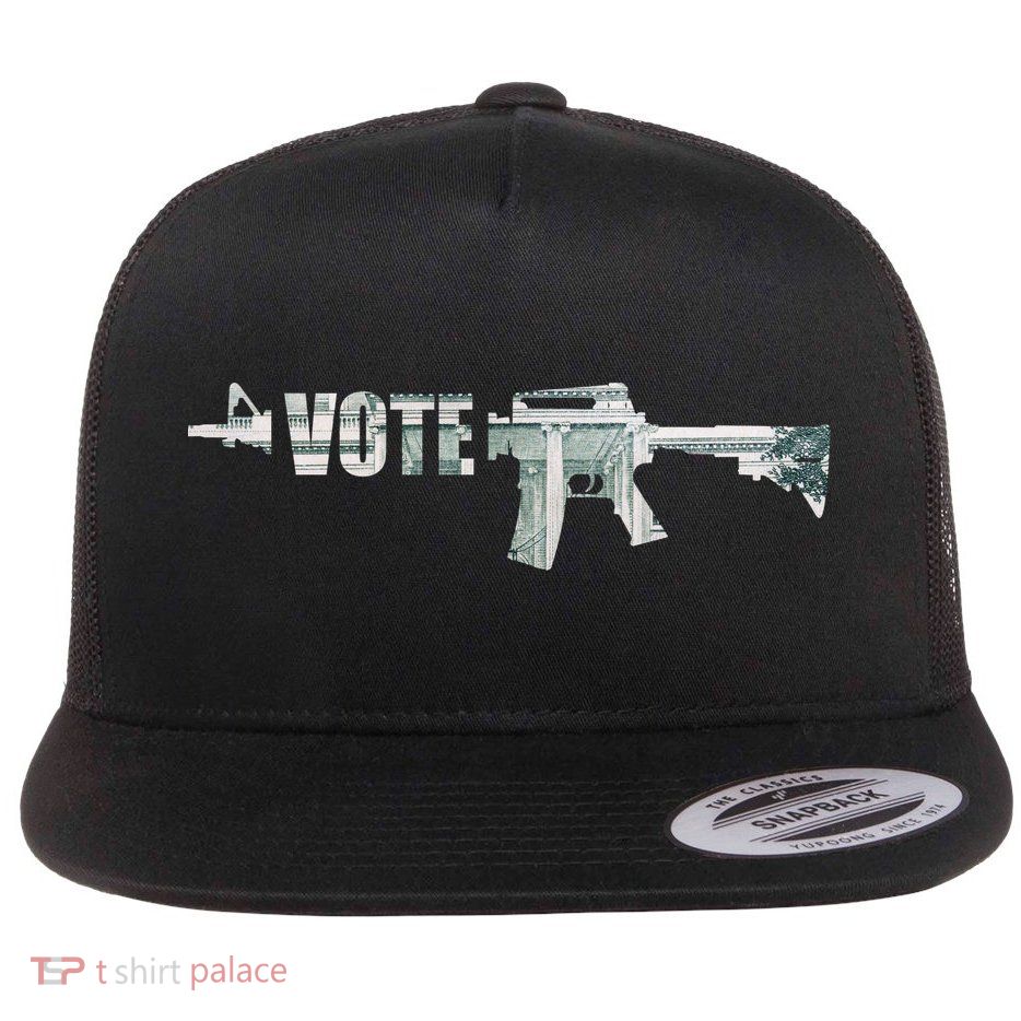 Vote Guns Flat Bill Trucker Hat