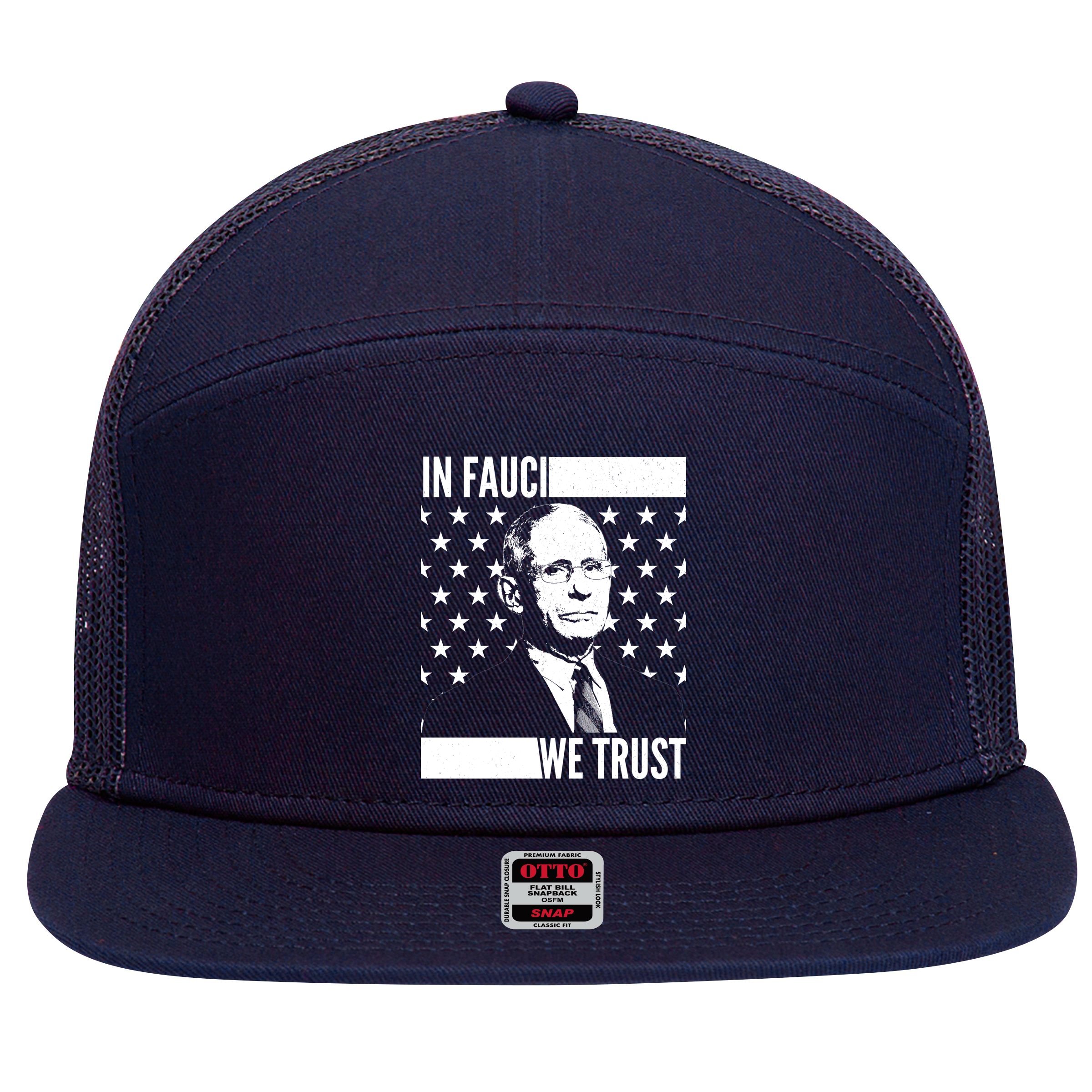 Vote In Fauci We Trust 7 Panel Mesh Trucker Snapback Hat