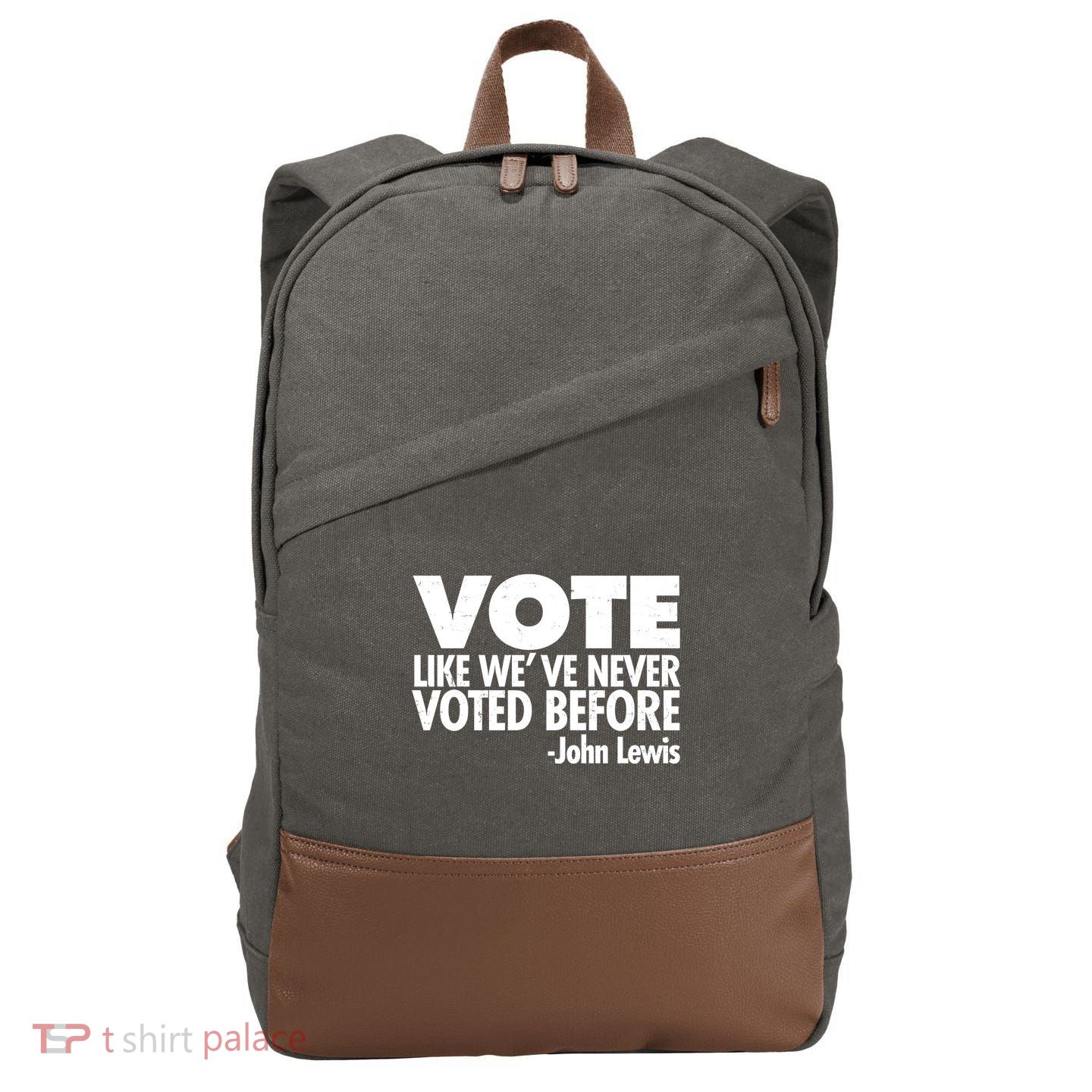VOTE Like We've Never Voted Before John Lewis Cotton Canvas Backpack