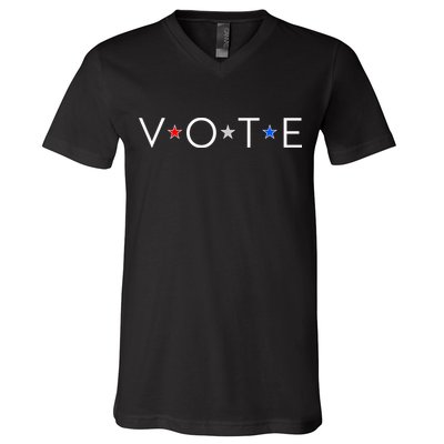 VOTE Red White Blue Stars V-Neck T-Shirt