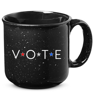 VOTE Red White Blue Stars 15oz Campfire Ceramic Mug