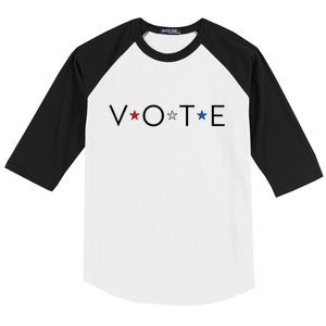 VOTE Red White Blue Stars Baseball Sleeve Shirt