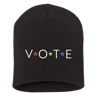 VOTE Red White Blue Stars Short Acrylic Beanie