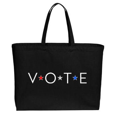 VOTE Red White Blue Stars Cotton Canvas Jumbo Tote