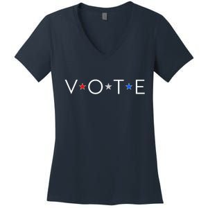 VOTE Red White Blue Stars Women's V-Neck T-Shirt