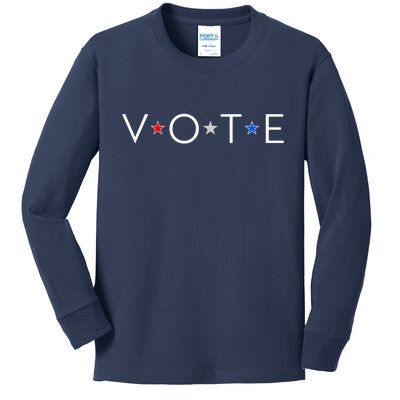 VOTE Red White Blue Stars Kids Long Sleeve Shirt