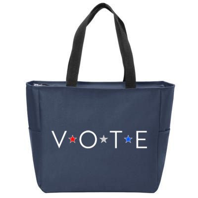 VOTE Red White Blue Stars Zip Tote Bag