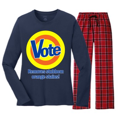 Vote Remove Stubborn Orange Stains Women's Long Sleeve Flannel Pajama Set 