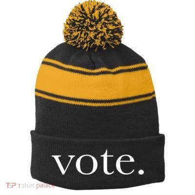 Vote Simple Logo Stripe Pom Pom Beanie