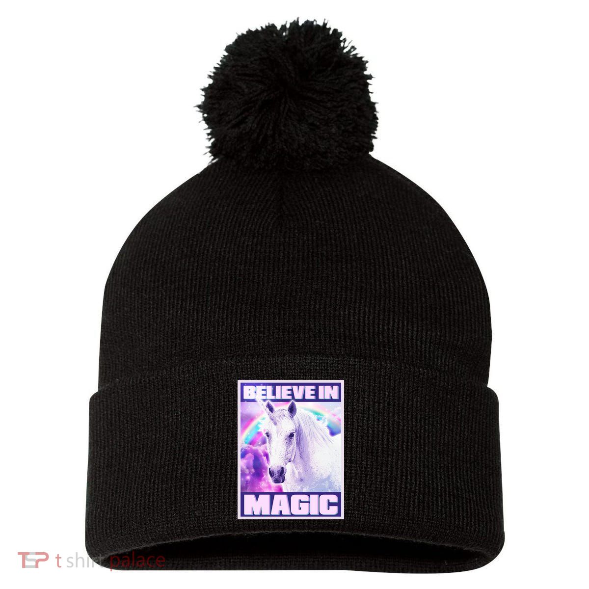 Vote Unicorn Believe in Magic Pom Pom 12in Knit Beanie
