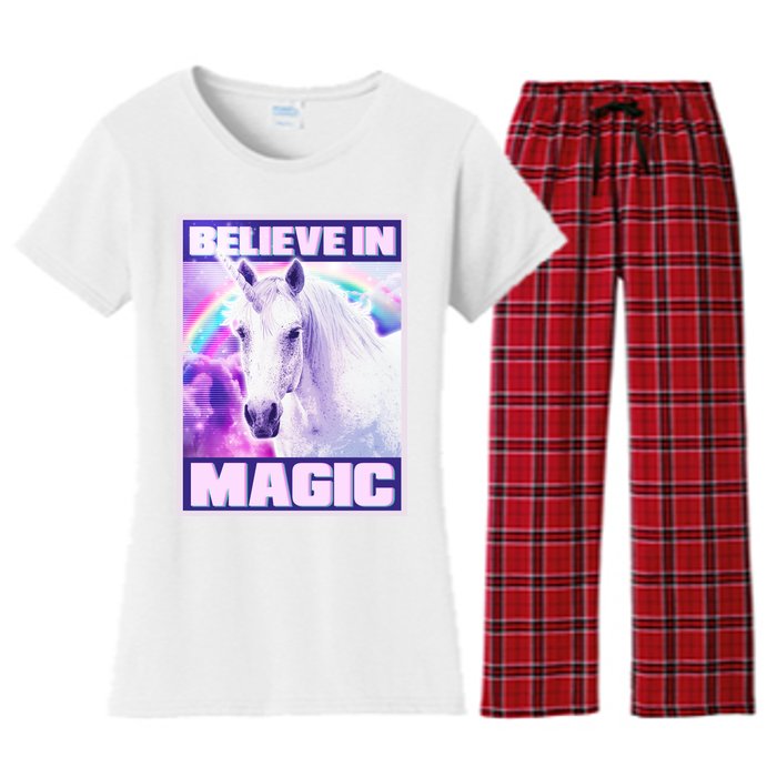 Vote Unicorn Believe in Magic Women's Flannel Pajama Set