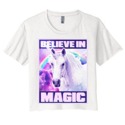 Vote Unicorn Believe in Magic Women's Crop Top Tee