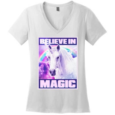 Vote Unicorn Believe in Magic Women's V-Neck T-Shirt