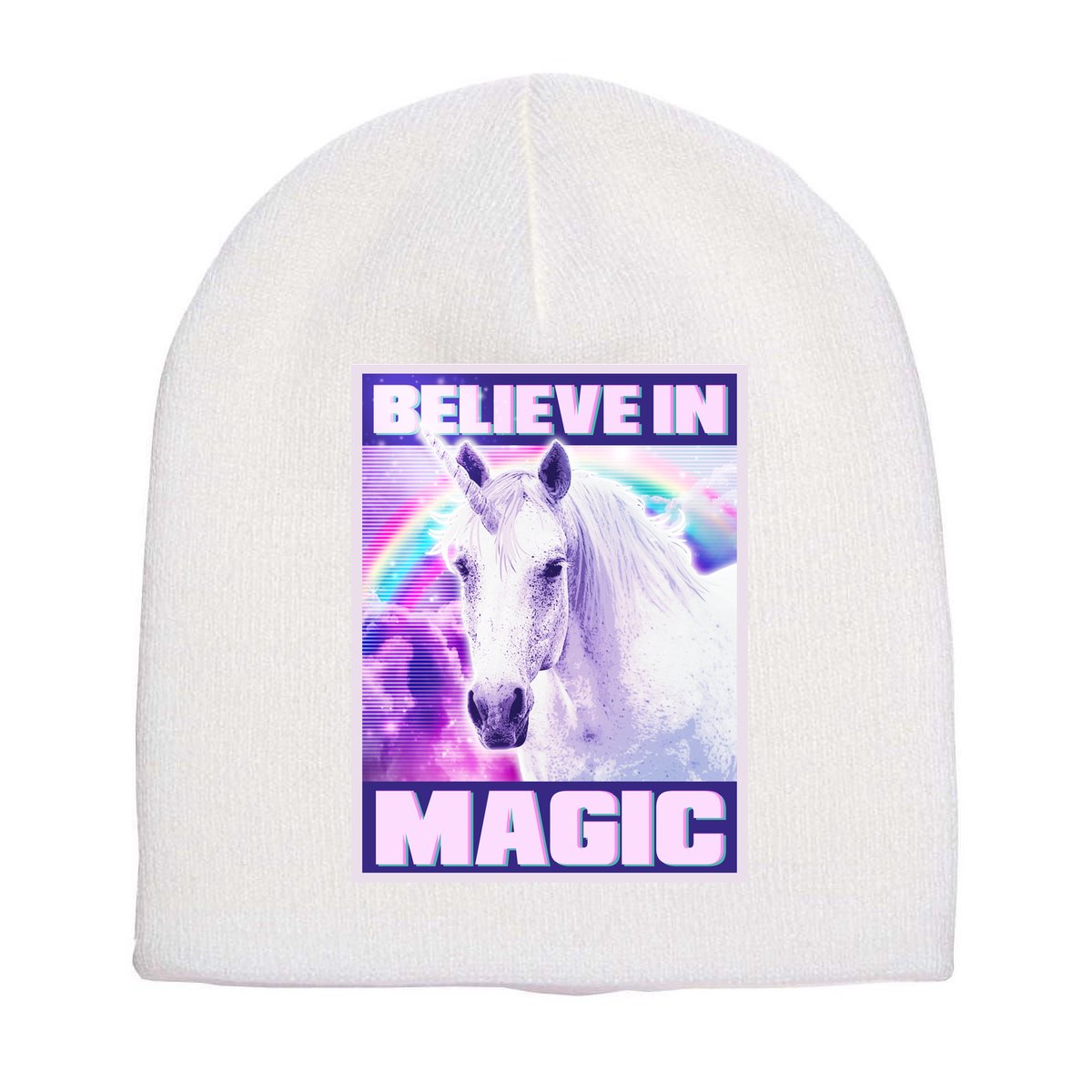 Vote Unicorn Believe in Magic Short Acrylic Beanie