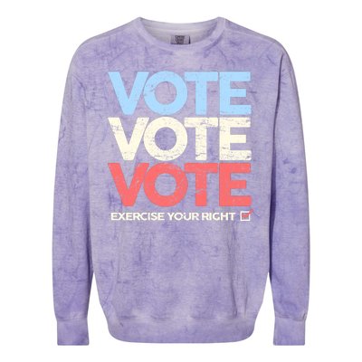 Vote Vote Vote Exercise Your right Colorblast Crewneck Sweatshirt