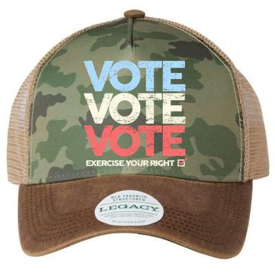 Vote Vote Vote Exercise Your right Legacy Tie Dye Trucker Hat